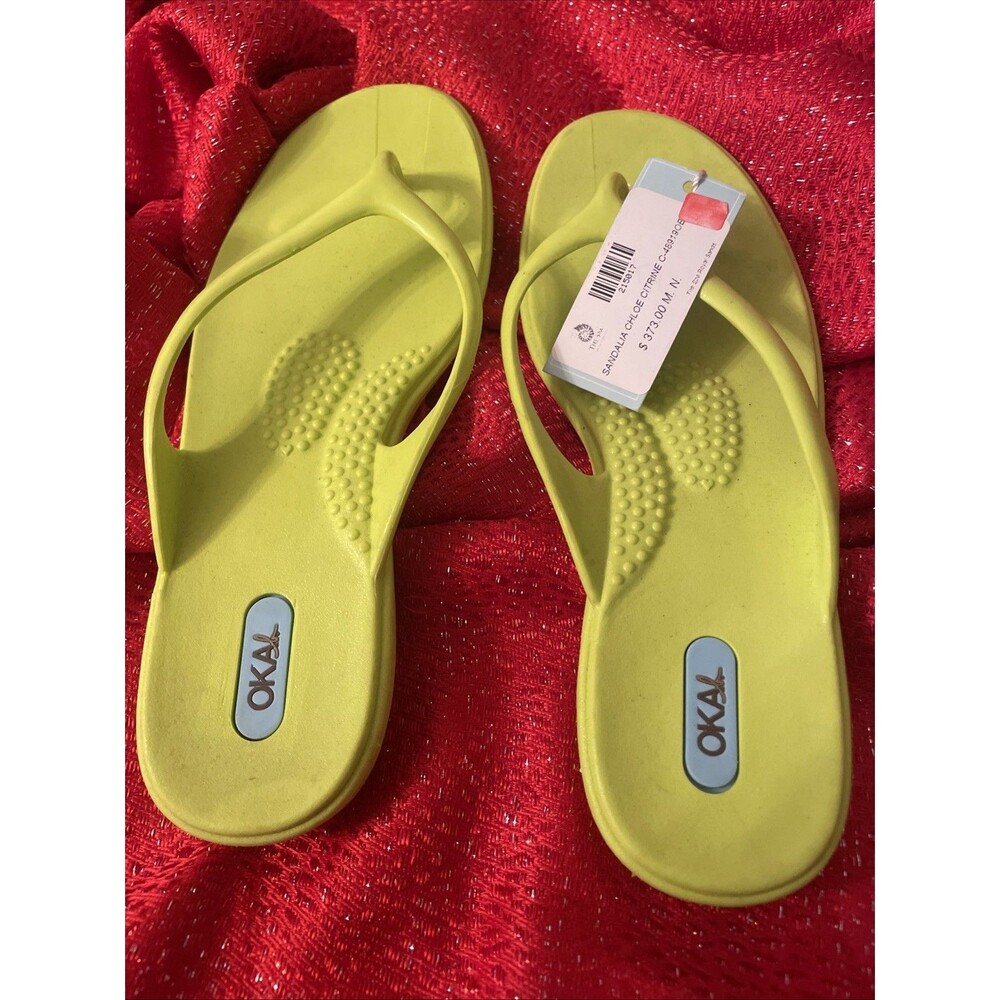 Oka-B Chloe Flip Flops Neon green Medium